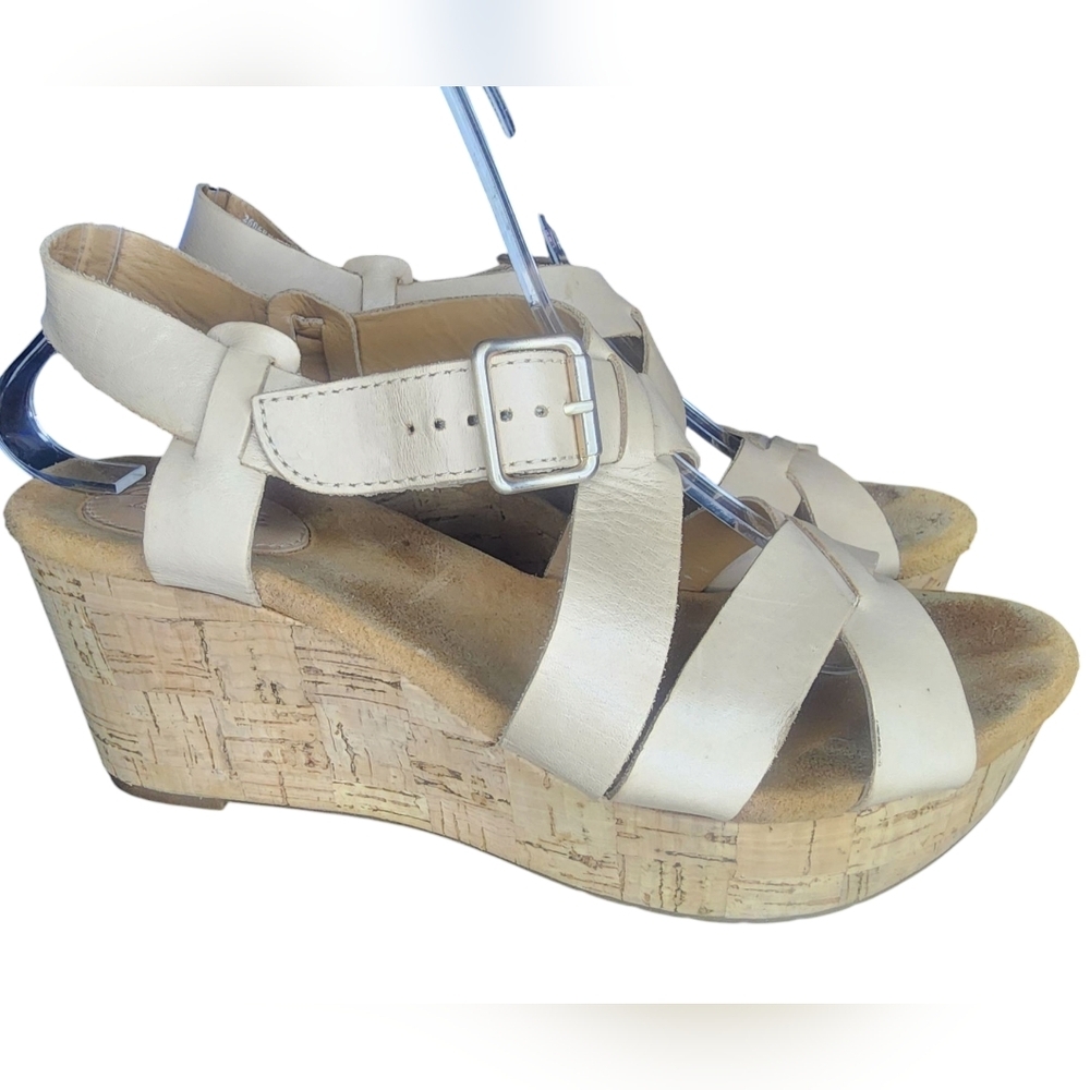 Clarks Leather Wedge Sandals, Womens 8.5​